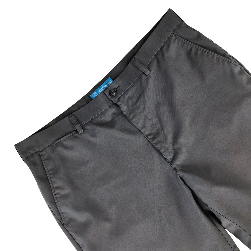 PGA Tour Golf Shorts Men 40 Charcoal Grey Flat Front Performance Synthetic